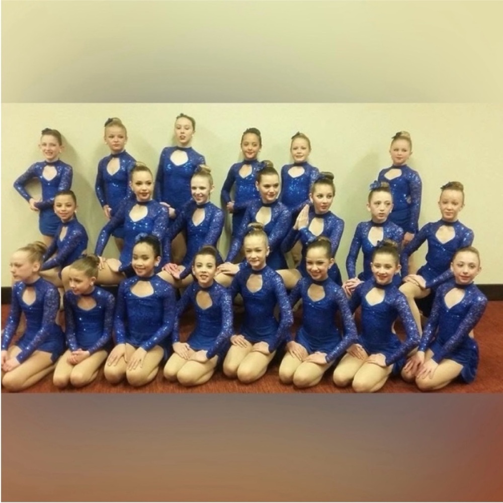 Girls Royal Blue Sequin Dance Leotard with Keyhole